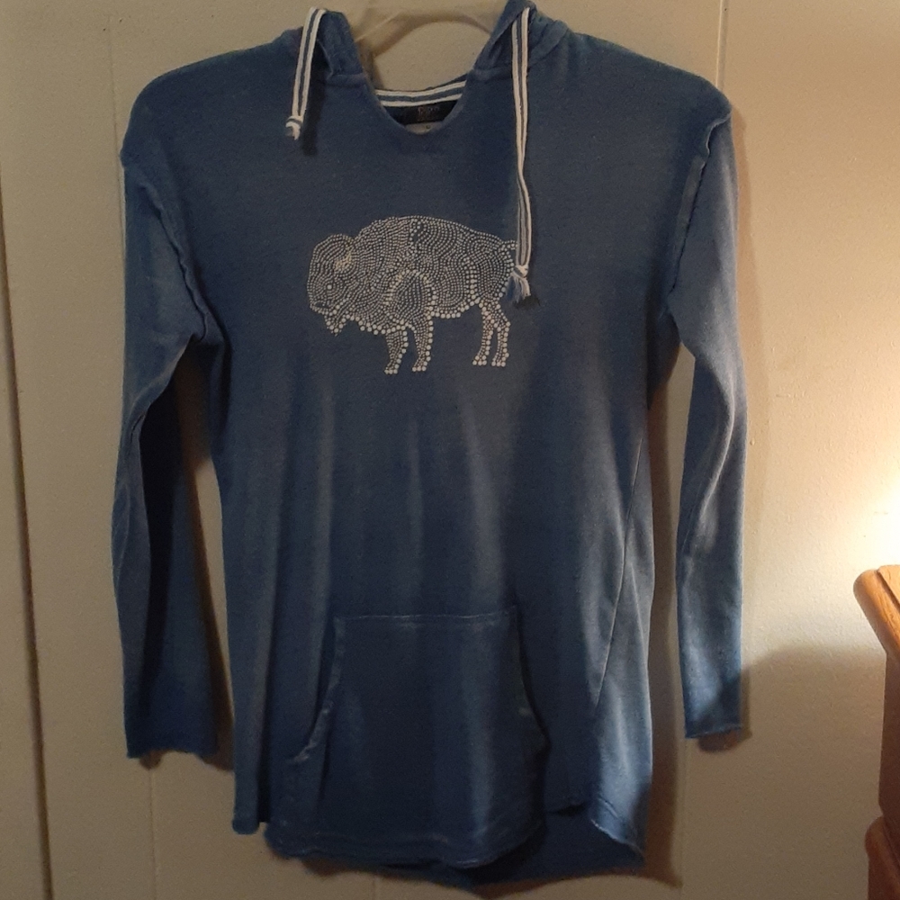 A blue hoodie